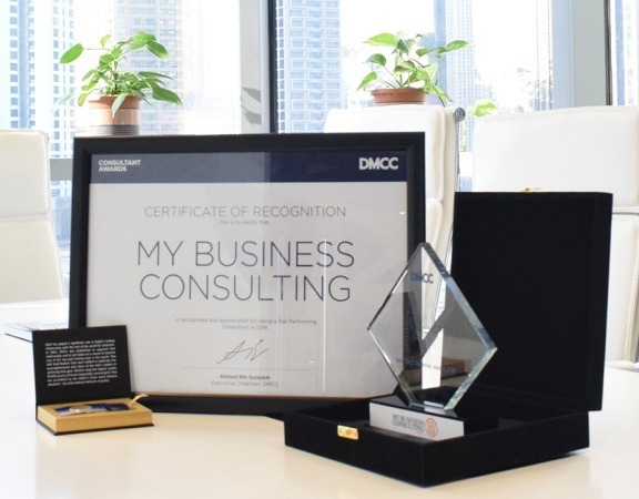 Certificate of Recognition for My Business Consulting DMCC.